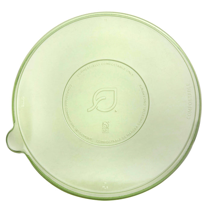 Vegware Veridian™ Compostable Flat Lid, Fits 24-46oz Molded Fiber Coupe Bowls Green | 430-Series | 400/cs