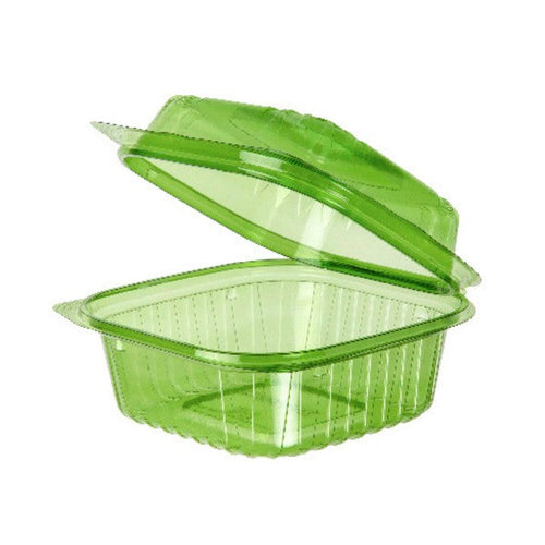 Vegware Veridian™ Compostable PLA Clamshells - 6in x 6in x 3in green | 240/cs