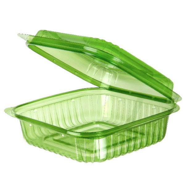 Vegware Veridian™ Compostable PLA Clamshells - 8in x 8in x 3in green | 160/cs