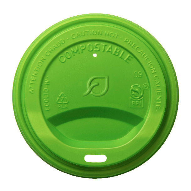 Vegware Veridian™ CPLA Hot Cup Lid - 12-32 oz.Green | 89V-Series | 800/cs