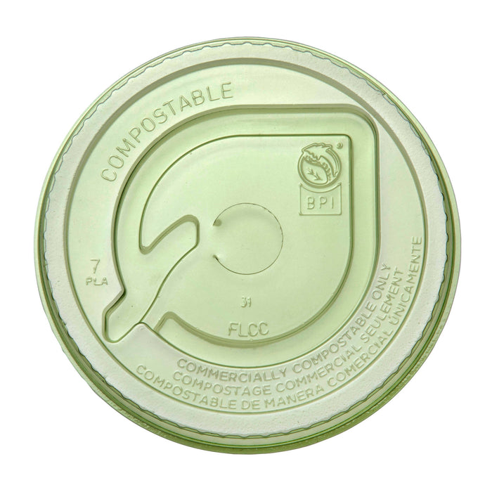 Vegware Veridian™ PLA flat lid, straw-slot 9-20oz green | 96V-Series | 1000/cs