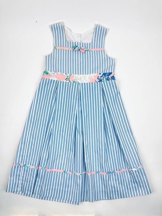 Vintage 1980s Striped & Floral Girls Dress