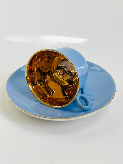 Vintage 22k Gold-Plated Porcelain Demitasse Cup & Saucer, made in Norway