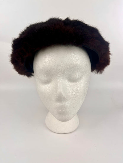 Vintage 50s Brown Genuine Fur Hat