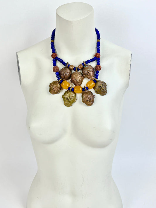 Vintage African Mask Necklace