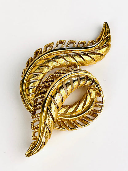 Vintage Curled Feather Brooch