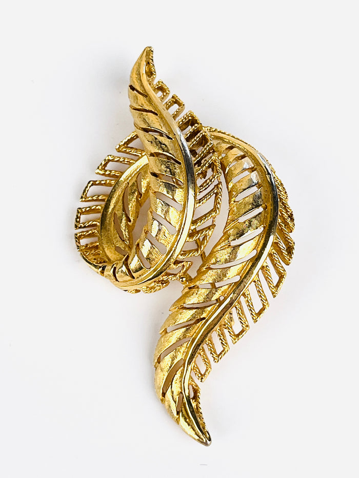 Vintage Curled Feather Brooch