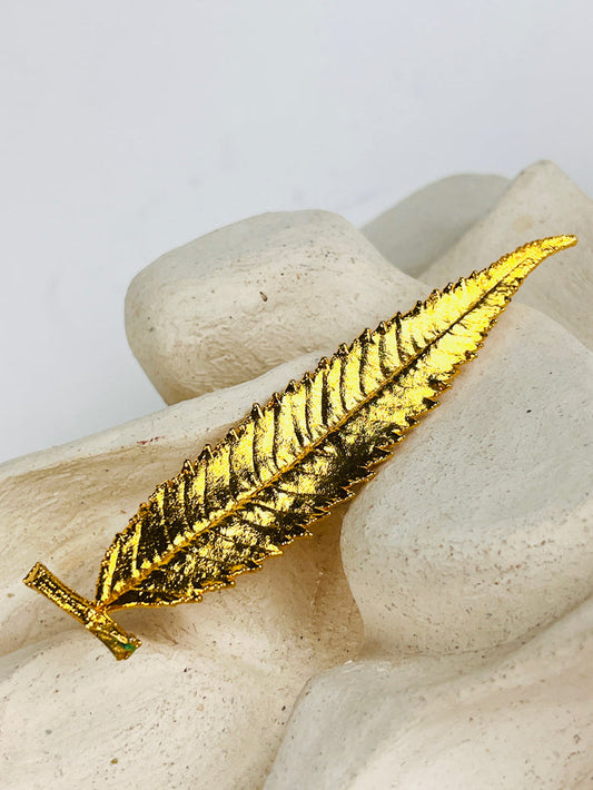 Vintage Gold-Plated Genuine Leaf Brooch