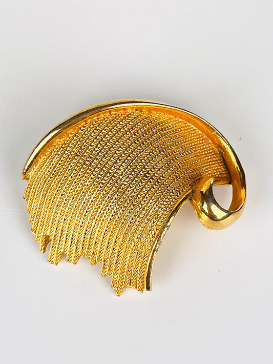 Vintage Gold Tone Swirl Brooch