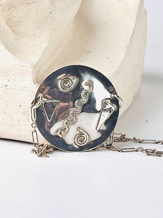 Vintage Handmade Sterling Modernist Necklace