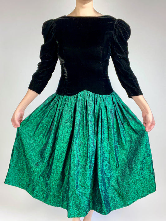 Vintage Handmade Velvet & Taffeta Dress