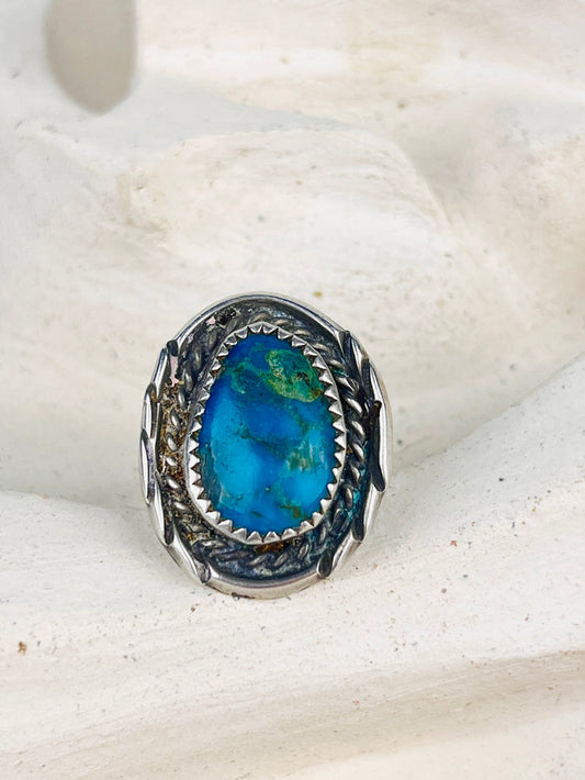 Vintage Mid-Century Navajo Sterling Silver Turquoise Ring