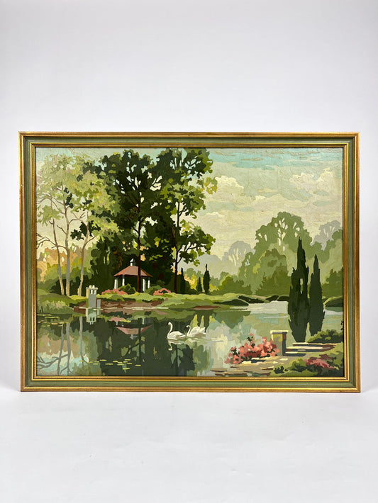 Vintage Paint by Numbers - Swans in the Park