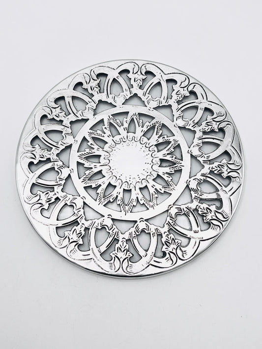 Vintage Silverplate & Glass Trivet