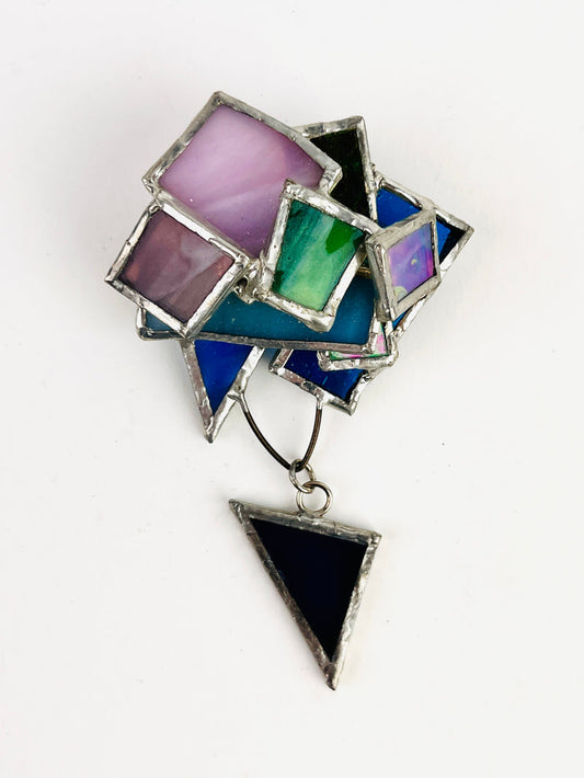 Vintage Stained Glass Brooch
