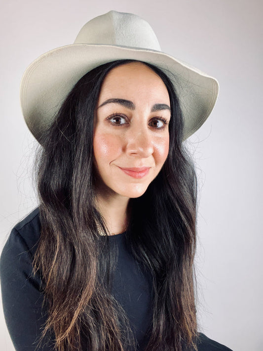 Vintage White Felted Wool Hat by Adolfo