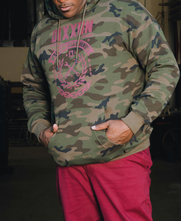 Weld Hood - Green Camo/Maroon