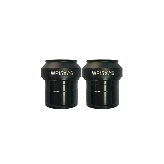 WF 15X Widefield Focusable Microscope Eyepieces, High Eyepoint, 30mm, FOV 16mm, Adjustable Diopter (Pair), SKU SZ09013421, three quarter front view