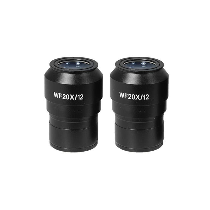 WF 20X Widefield Focusable Microscope Eyepieces, High Eyepoint, 30mm, FOV 12mm, Adjustable Diopter (Pair), SKU SZ09013621, three quarter front view