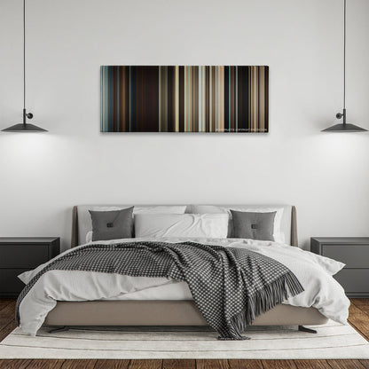 Where the Wild Things Are color palette canvas above a bed, between two black pendant lamps