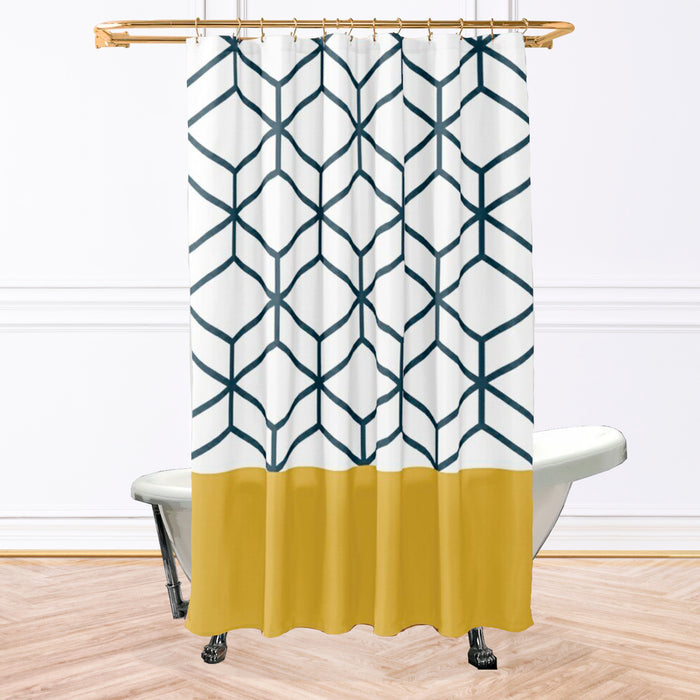 White Gold Hex Shower Curtain