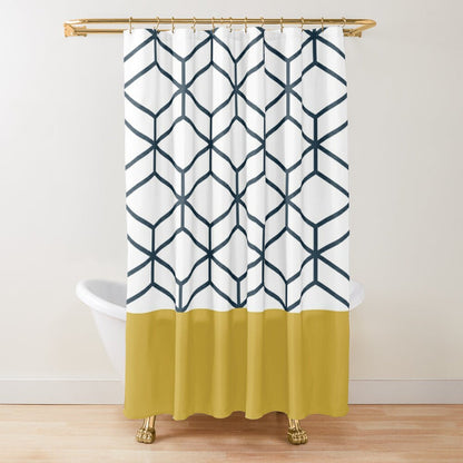 White Gold Hex Shower Curtain