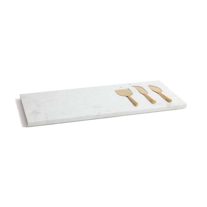 White Marble Tray with Set of 3 Cheese Tools