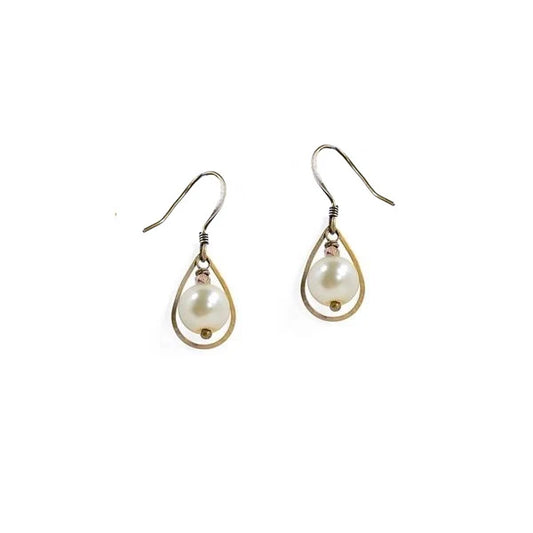 White Pearl Inside Teardrop Earrings
