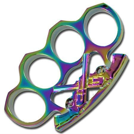 Wild West Gunslinger Belt Buckle Paperweight - Titanium Rainbow