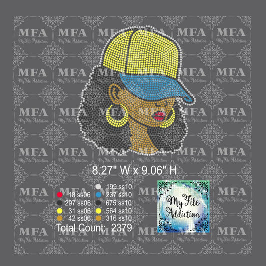 Woman with Trucker Baseball Hat 2 Rhinestone Digital Download File - My File Addiction