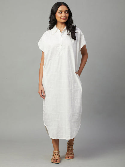 Women's 100% Cotton Boxy Fit Dress White