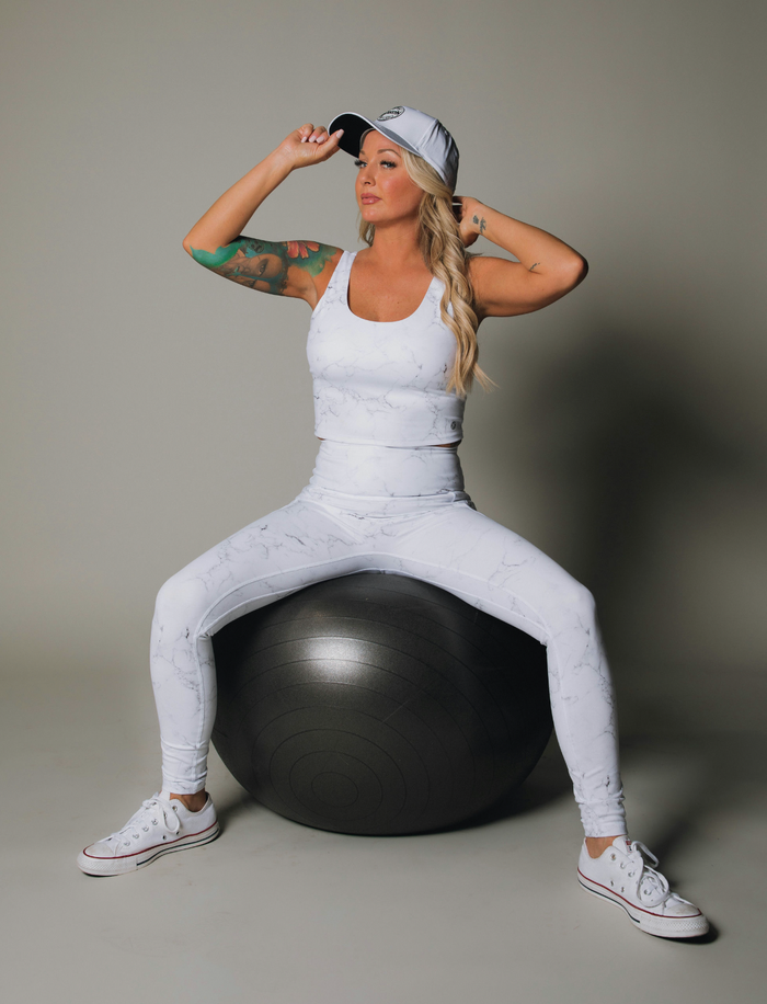Women's Classic Crop Top - White Marble