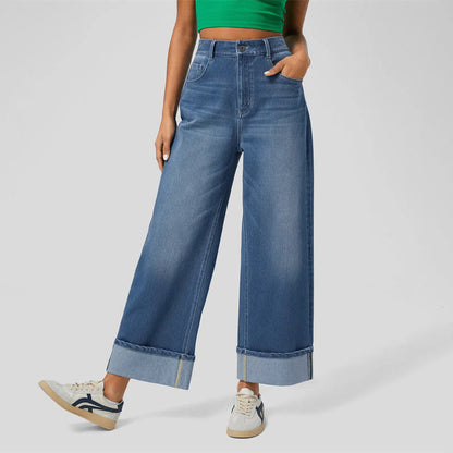 Women's High Waist Straight Leg Jeans — Classic Denim Trousers