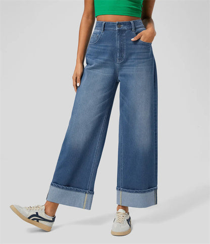 Women's High Waist Straight Leg Jeans — Classic Denim Trousers