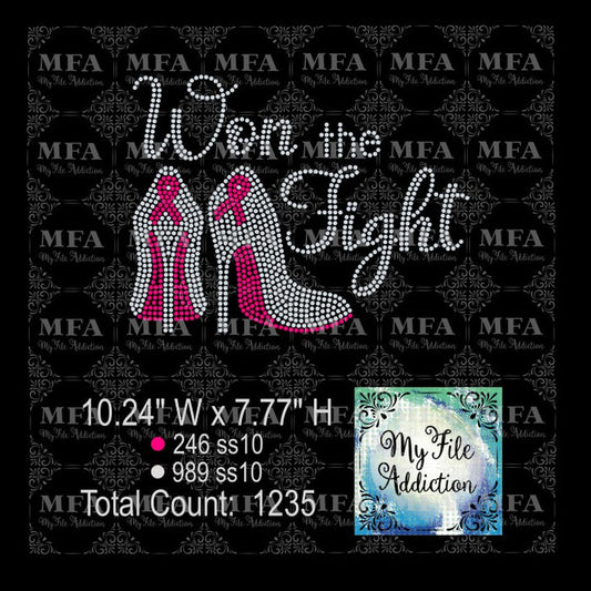 Won the Fight 2 Cancer Awareness Rhinestone Digital Download File - My File Addiction