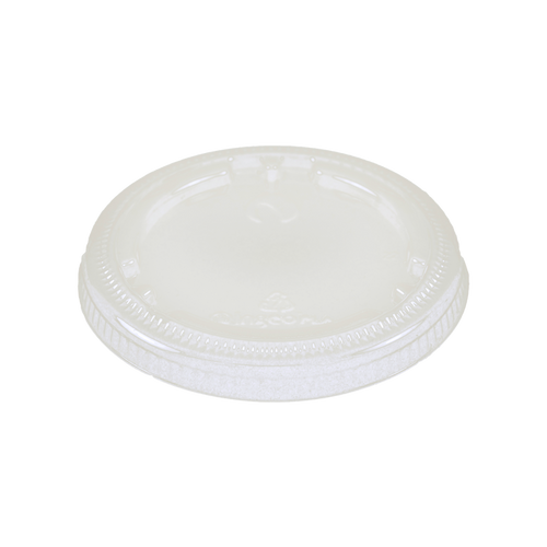 World Centric 46-Series Lid - PLA - Fits 4 to 9 oz Cold Cups, Flat, No Straw Hole | 1000/cs