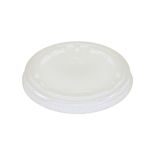 World Centric 46-Series Lid - PLA - Fits 4 to 9 oz Cold Cups, Flat, No Straw Hole | 1000/cs