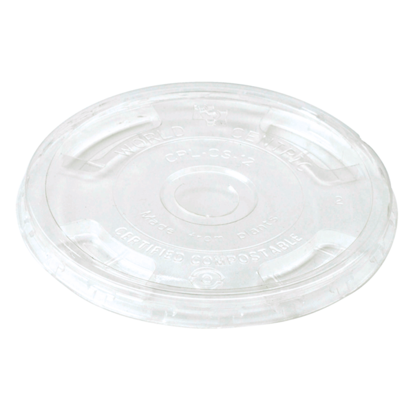 World Centric 96-Series Lid - PLA - Fits 9Q to 24 oz, Straw Hole | 1000/cs