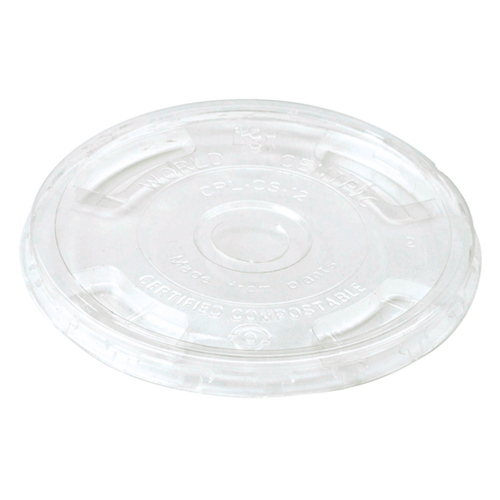 World Centric 96-Series Lid - PLA - Fits 9Q to 24 oz, Straw Hole | 1000/cs