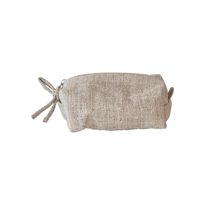 Woven Hemp Fiber Zip Pouch w/ Cotton Lining