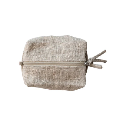 Woven Hemp Fiber Zip Pouch w/ Cotton Lining