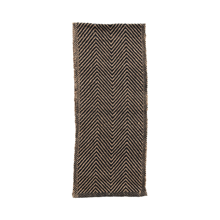 Woven Jute and Cotton Table Runner with Chevron Pattern