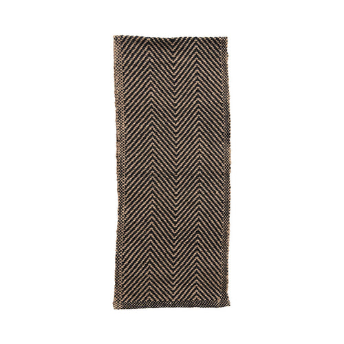 Woven Jute and Cotton Table Runner with Chevron Pattern