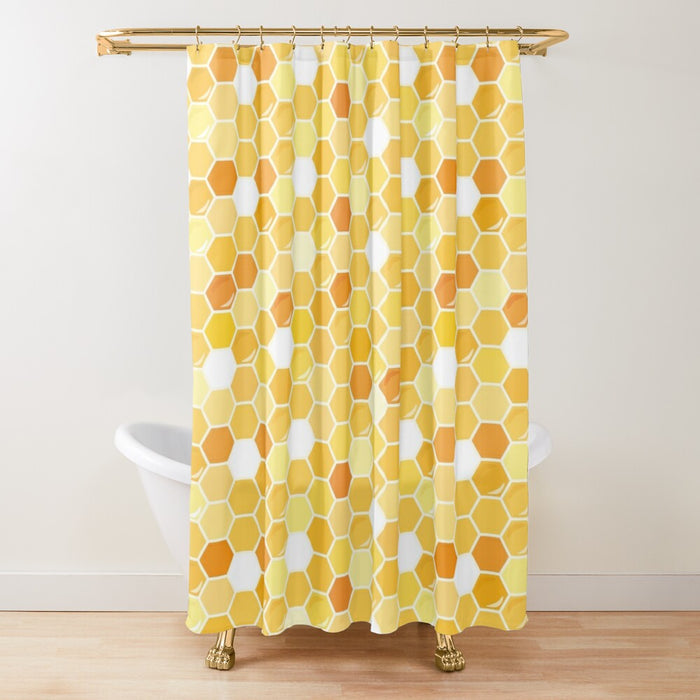 Yellow Honeycomb Shower Curtain