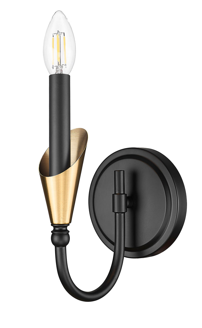 Wall Sconce Z-Lite 4014-1S-MB-MGLD Matte Black + Modern Gold Claudelle 1 Light Wall Sconce Z-Lite