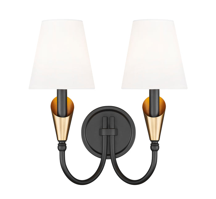 Wall Sconce Z-Lite 4014-2S-MB-MGLD Matte Black + Modern Gold Claudelle 2 Light Wall Sconce Z-Lite