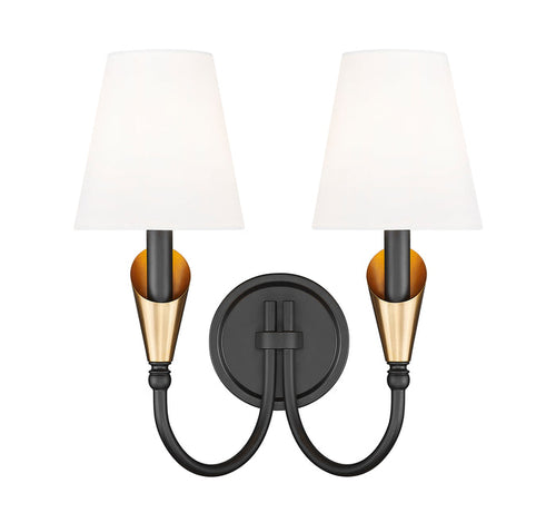 Wall Sconce Z-Lite 4014-2S-MB-MGLD Matte Black + Modern Gold Claudelle 2 Light Wall Sconce Z-Lite