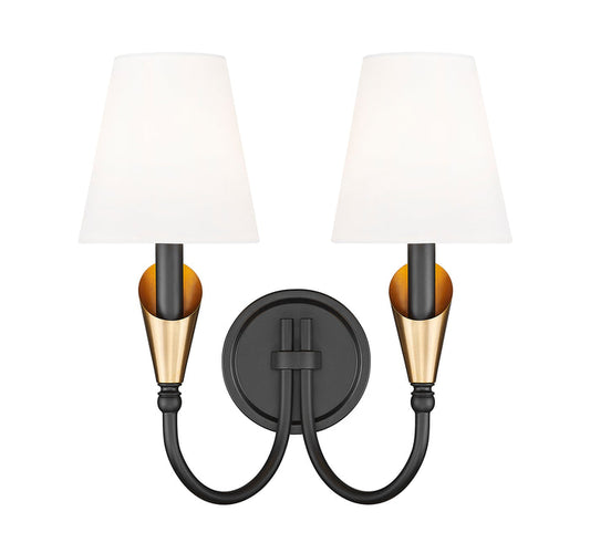 Wall Sconce Z-Lite 4014-2S-MB-MGLD Matte Black + Modern Gold Claudelle 2 Light Wall Sconce Z-Lite