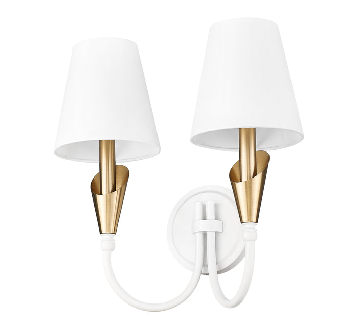 Wall Sconce Z-Lite 4014-2S-TW-MGLD Tundra White + Modern Gold Claudelle 2 Light Wall Sconce Z-Lite