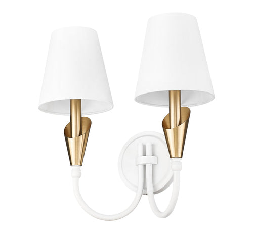 Wall Sconce Z-Lite 4014-2S-TW-MGLD Tundra White + Modern Gold Claudelle 2 Light Wall Sconce Z-Lite
